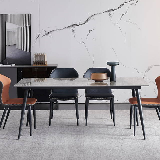 Metal Contemporary Rectangular Dining Table Sintered Stone Table with Metal Legs Clearhalo ' dining_table' 'Dining Tables & Seating' 'Dining Tables' 'furn' 'furn_dining_table' 'Furniture' 'furniture_dining_table' 'Kitchen & Dining Furniture' 'kitchen&dining_furn' 'kitchen' 'kitchen_dining_table' 3886727
