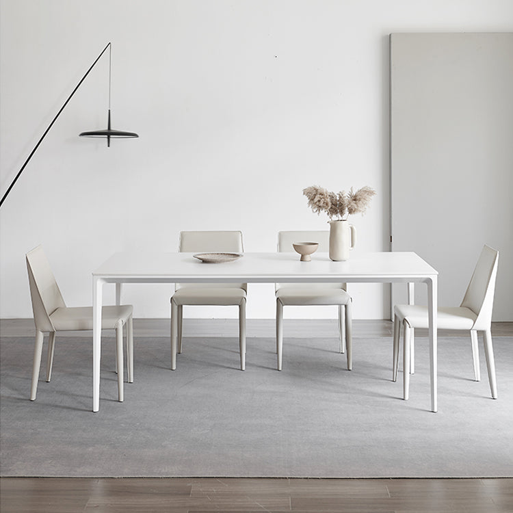 Industrial Rectangle White Dining Table Sintered Stone Standard Dining Table for Kitchen Clearhalo ' dining_table' 'Dining Tables & Seating' 'Dining Tables' 'Furniture' 'furniture_dining_table' 'Kitchen & Dining Furniture' 'kitchen&dining_furn' 'kitchen' 'kitchen_dining_table' 3900393