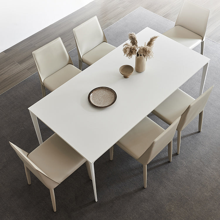 Industrial Rectangle White Dining Table Sintered Stone Standard Dining Table for Kitchen Clearhalo ' dining_table' 'Dining Tables & Seating' 'Dining Tables' 'Furniture' 'furniture_dining_table' 'Kitchen & Dining Furniture' 'kitchen&dining_furn' 'kitchen' 'kitchen_dining_table' 3900395