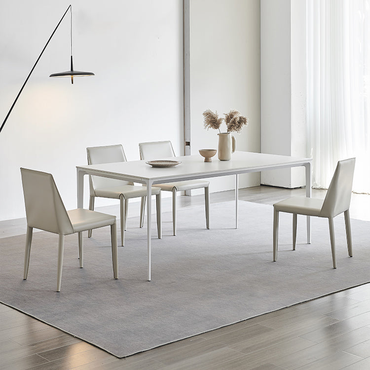 Industrial Rectangle White Dining Table Sintered Stone Standard Dining Table for Kitchen Clearhalo ' dining_table' 'Dining Tables & Seating' 'Dining Tables' 'Furniture' 'furniture_dining_table' 'Kitchen & Dining Furniture' 'kitchen&dining_furn' 'kitchen' 'kitchen_dining_table' 3900402