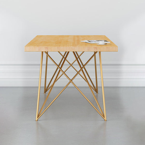 Traditional Luxury Rectangle Dining Room Table Pine Solid Wood Table with 4 Metal Legs for Home Clearhalo ' dining_table' 'Dining Tables & Seating' 'Dining Tables' 'furn' 'furn_dining_table' 'Furniture' 'furniture_dining_table' 'Kitchen & Dining Furniture' 'kitchen&dining_furn' 'kitchen' 'kitchen_dining_table' 3900422