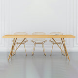 Traditional Luxury Rectangle Dining Room Table Pine Solid Wood Table with 4 Metal Legs for Home Clearhalo ' dining_table' 'Dining Tables & Seating' 'Dining Tables' 'furn' 'furn_dining_table' 'Furniture' 'furniture_dining_table' 'Kitchen & Dining Furniture' 'kitchen&dining_furn' 'kitchen' 'kitchen_dining_table' 3900423