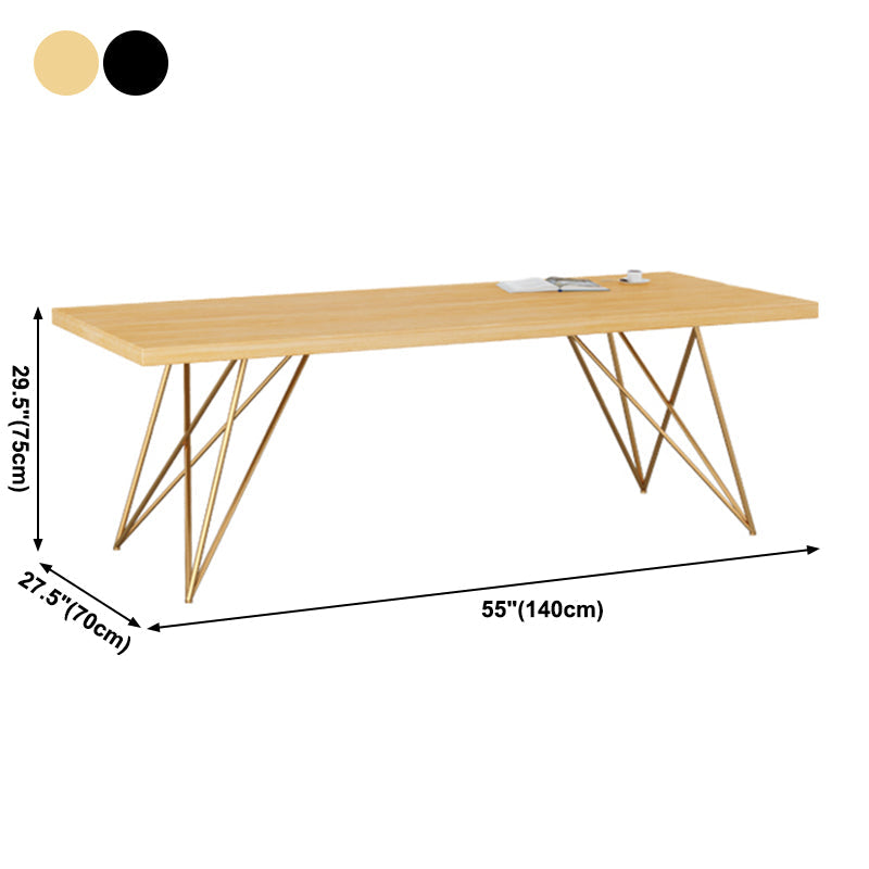 Traditional Luxury Rectangle Dining Room Table Pine Solid Wood Table with 4 Metal Legs for Home Clearhalo ' dining_table' 'Dining Tables & Seating' 'Dining Tables' 'furn' 'furn_dining_table' 'Furniture' 'furniture_dining_table' 'Kitchen & Dining Furniture' 'kitchen&dining_furn' 'kitchen' 'kitchen_dining_table' 3900432