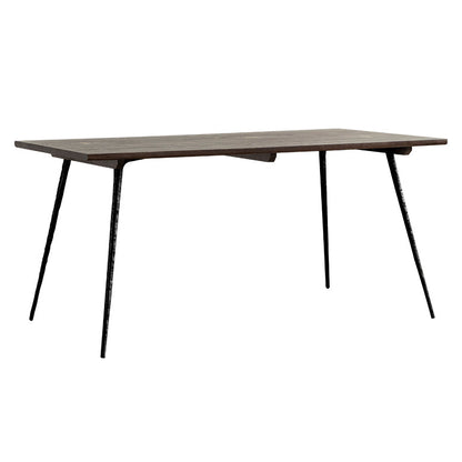 Rectangle Solid Oakwood Brown Tone Dining Table Industrial 4 Legs Table for Dining Room Black Without Chairs Clearhalo ' dining_table' 'Dining Tables & Seating' 'Dining Tables' 'furn' 'furn_dining_table' 'Furniture' 'furniture_dining_table' 'Kitchen & Dining Furniture' 'kitchen&dining_furn' 'kitchen' 'kitchen_dining_table' 3900450