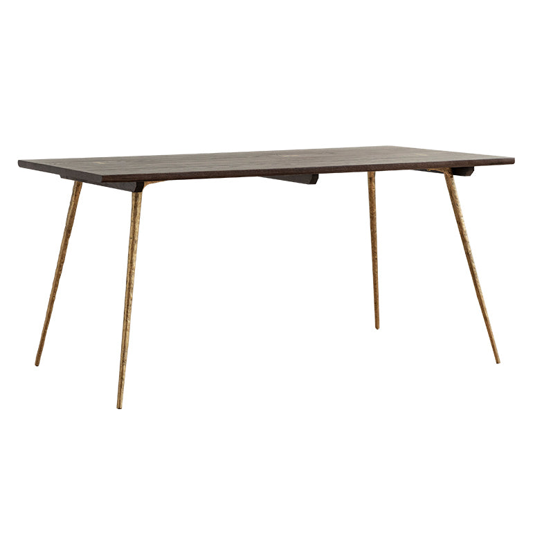 Rectangle Solid Oakwood Brown Tone Dining Table Industrial 4 Legs Table for Dining Room Gold Without Chairs Clearhalo ' dining_table' 'Dining Tables & Seating' 'Dining Tables' 'furn' 'furn_dining_table' 'Furniture' 'furniture_dining_table' 'Kitchen & Dining Furniture' 'kitchen&dining_furn' 'kitchen' 'kitchen_dining_table' 3900454