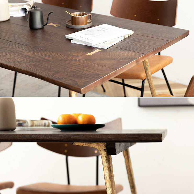 Rectangle Solid Oakwood Brown Tone Dining Table Industrial 4 Legs Table for Dining Room Clearhalo ' dining_table' 'Dining Tables & Seating' 'Dining Tables' 'furn' 'furn_dining_table' 'Furniture' 'furniture_dining_table' 'Kitchen & Dining Furniture' 'kitchen&dining_furn' 'kitchen' 'kitchen_dining_table' 3900455