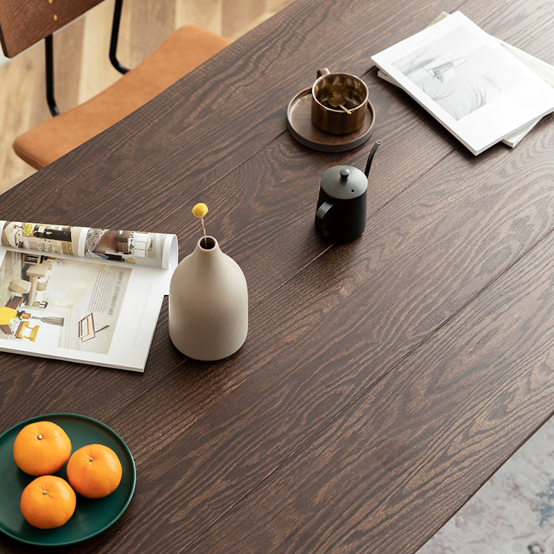 Rectangle Solid Oakwood Brown Tone Dining Table Industrial 4 Legs Table for Dining Room Clearhalo ' dining_table' 'Dining Tables & Seating' 'Dining Tables' 'furn' 'furn_dining_table' 'Furniture' 'furniture_dining_table' 'Kitchen & Dining Furniture' 'kitchen&dining_furn' 'kitchen' 'kitchen_dining_table' 3900458