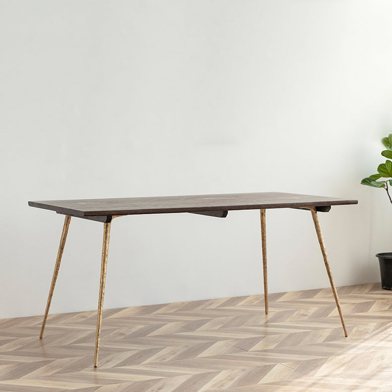 Rectangle Solid Oakwood Brown Tone Dining Table Industrial 4 Legs Table for Dining Room Clearhalo ' dining_table' 'Dining Tables & Seating' 'Dining Tables' 'furn' 'furn_dining_table' 'Furniture' 'furniture_dining_table' 'Kitchen & Dining Furniture' 'kitchen&dining_furn' 'kitchen' 'kitchen_dining_table' 3900459