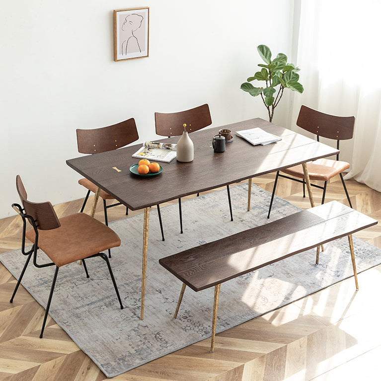 Rectangle Solid Oakwood Brown Tone Dining Table Industrial 4 Legs Table for Dining Room Clearhalo ' dining_table' 'Dining Tables & Seating' 'Dining Tables' 'furn' 'furn_dining_table' 'Furniture' 'furniture_dining_table' 'Kitchen & Dining Furniture' 'kitchen&dining_furn' 'kitchen' 'kitchen_dining_table' 3900461