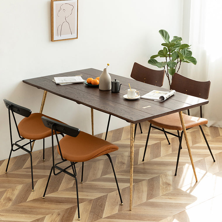 Rectangle Solid Oakwood Brown Tone Dining Table Industrial 4 Legs Table for Dining Room Clearhalo ' dining_table' 'Dining Tables & Seating' 'Dining Tables' 'furn' 'furn_dining_table' 'Furniture' 'furniture_dining_table' 'Kitchen & Dining Furniture' 'kitchen&dining_furn' 'kitchen' 'kitchen_dining_table' 3900463