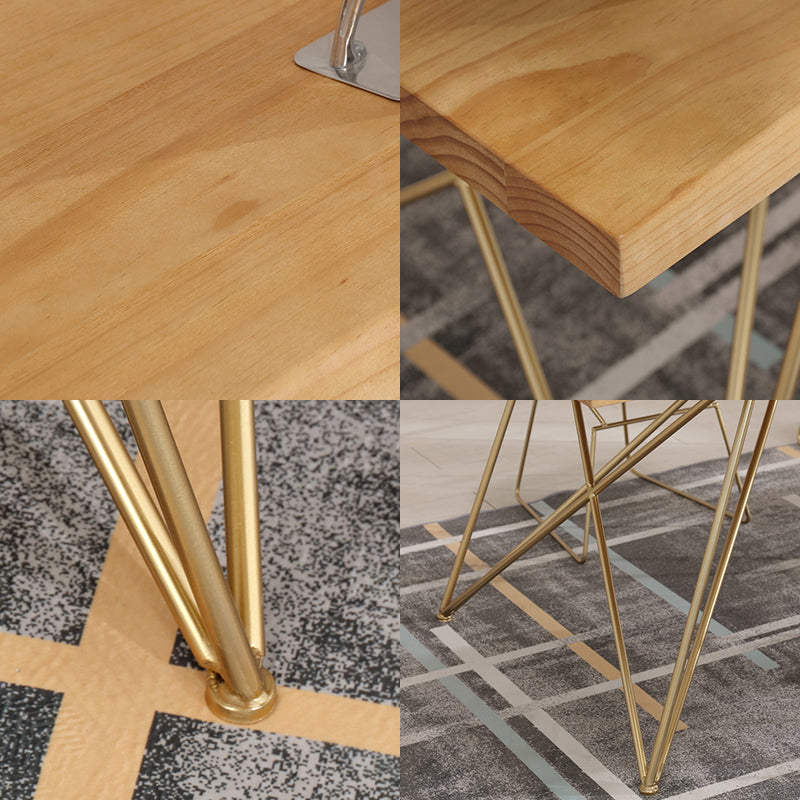 Traditional Luxury Rectangle Dining Room Table Pine Solid Wood Table with 4 Gold Legs Clearhalo ' dining_table' 'Dining Tables & Seating' 'Dining Tables' 'furn' 'furn_dining_table' 'Furniture' 'furniture_dining_table' 'Kitchen & Dining Furniture' 'kitchen&dining_furn' 'kitchen' 'kitchen_dining_table' 3900471