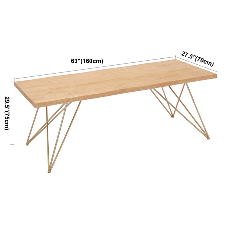Traditional Luxury Rectangle Dining Room Table Pine Solid Wood Table with 4 Gold Legs Clearhalo ' dining_table' 'Dining Tables & Seating' 'Dining Tables' 'furn' 'furn_dining_table' 'Furniture' 'furniture_dining_table' 'Kitchen & Dining Furniture' 'kitchen&dining_furn' 'kitchen' 'kitchen_dining_table' 3900475