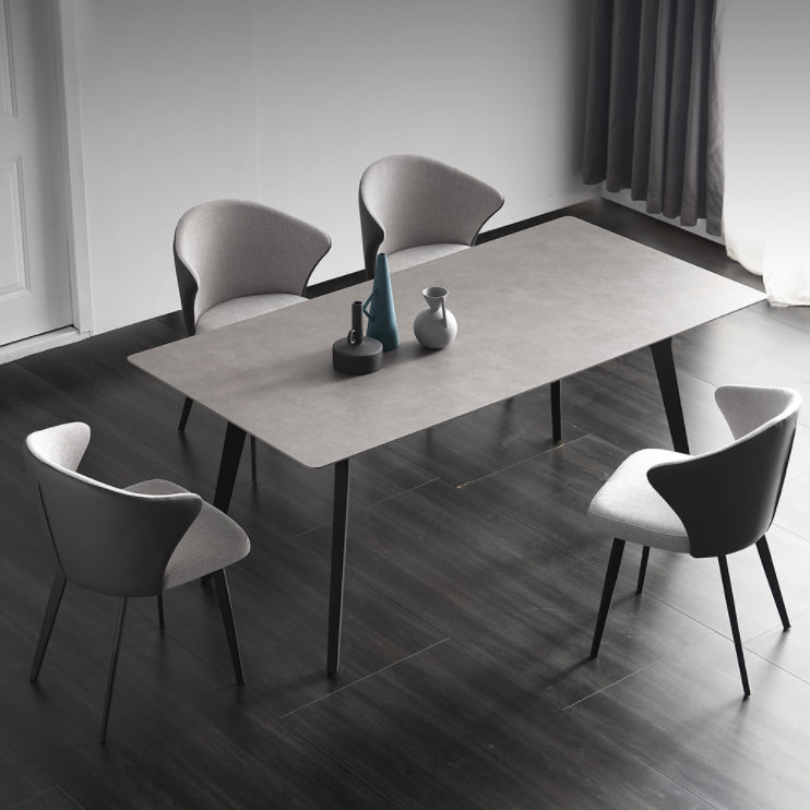 Industrial Style Sintered Stone Dining Table Metallic Base Rectangle Table for Home Clearhalo ' dining_table' 'Dining Tables & Seating' 'Dining Tables' 'Furniture' 'furniture_dining_table' 'Kitchen & Dining Furniture' 'kitchen&dining_furn' 'kitchen' 'kitchen_dining_table' 3900479