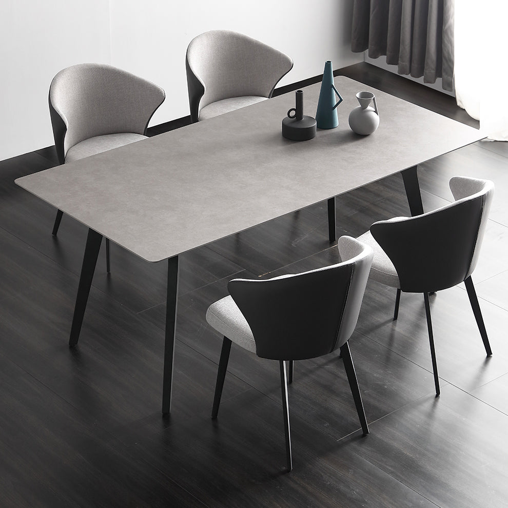 Industrial Style Sintered Stone Dining Table Metallic Base Rectangle Table for Home Clearhalo ' dining_table' 'Dining Tables & Seating' 'Dining Tables' 'Furniture' 'furniture_dining_table' 'Kitchen & Dining Furniture' 'kitchen&dining_furn' 'kitchen' 'kitchen_dining_table' 3900481