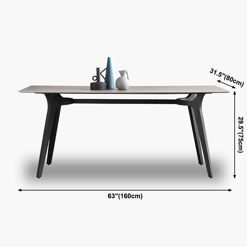 Industrial Style Sintered Stone Dining Table Metallic Base Rectangle Table for Home Clearhalo ' dining_table' 'Dining Tables & Seating' 'Dining Tables' 'Furniture' 'furniture_dining_table' 'Kitchen & Dining Furniture' 'kitchen&dining_furn' 'kitchen' 'kitchen_dining_table' 3900490