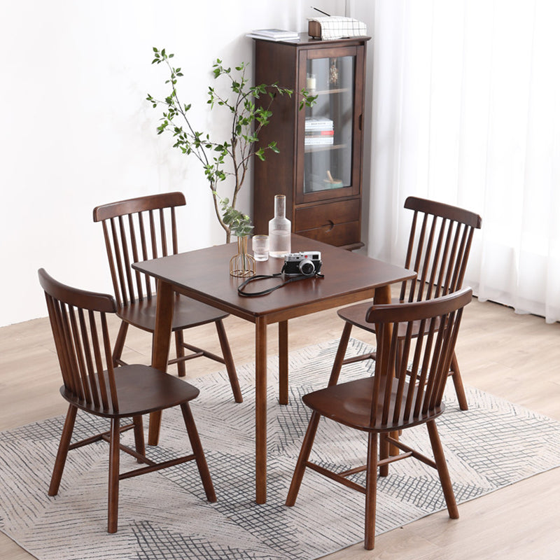 Square Shape Industrial Dining Table Wood Color Fixed Table with Rubberwood Solid Wood Clearhalo ' dining_table' 'Dining Tables & Seating' 'Dining Tables' 'furn' 'furn_dining_table' 'Furniture' 'furniture_dining_table' 'Kitchen & Dining Furniture' 'kitchen&dining_furn' 'kitchen' 'kitchen_dining_table' 3900506