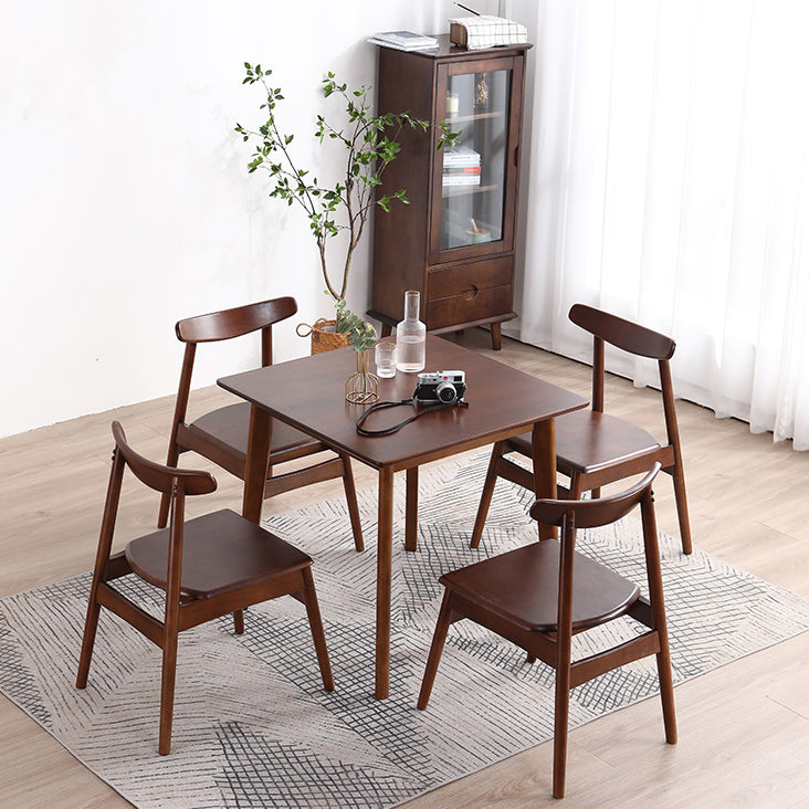 Square Shape Industrial Dining Table Wood Color Fixed Table with Rubberwood Solid Wood Clearhalo ' dining_table' 'Dining Tables & Seating' 'Dining Tables' 'furn' 'furn_dining_table' 'Furniture' 'furniture_dining_table' 'Kitchen & Dining Furniture' 'kitchen&dining_furn' 'kitchen' 'kitchen_dining_table' 3900507