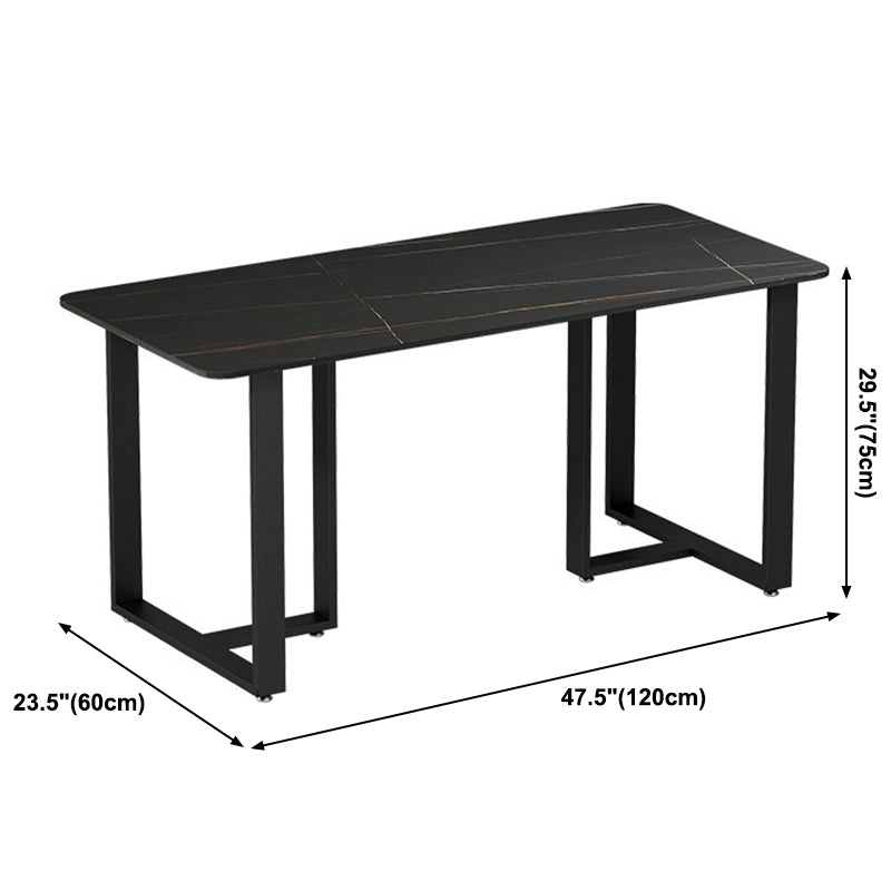Stone Double Pedestal Table Industrial Style Dining Table for Dinner Kitchen Home Clearhalo ' dining_table' 'Dining Tables & Seating' 'Dining Tables' 'furn' 'furn_dining_table' 'Furniture' 'furniture_dining_table' 'Kitchen & Dining Furniture' 'kitchen&dining_furn' 'kitchen' 'kitchen_dining_table' 3900532