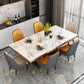 Traditional Luxury Marble Dining Table Rectangle Table with Gold Stainless Steel Pedestal Clearhalo ' dining_table' 'Dining Tables & Seating' 'Dining Tables' 'furn' 'furn_dining_table' 'Furniture' 'furniture_dining_table' 'Kitchen & Dining Furniture' 'kitchen&dining_furn' 'kitchen' 'kitchen_dining_table' 3900548