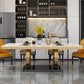 Traditional Luxury Marble Dining Table Rectangle Table with Gold Stainless Steel Pedestal Clearhalo ' dining_table' 'Dining Tables & Seating' 'Dining Tables' 'furn' 'furn_dining_table' 'Furniture' 'furniture_dining_table' 'Kitchen & Dining Furniture' 'kitchen&dining_furn' 'kitchen' 'kitchen_dining_table' 3900550