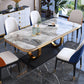 Traditional Luxury Sintered Stone Top Dining Table Rectangle Table with Metal Pedestal Gray Without Chairs Clearhalo ' dining_table' 'Dining Tables & Seating' 'Dining Tables' 'furn' 'furn_dining_table' 'Furniture' 'furniture_dining_table' 'Kitchen & Dining Furniture' 'kitchen&dining_furn' 'kitchen' 'kitchen_dining_table' 3900562