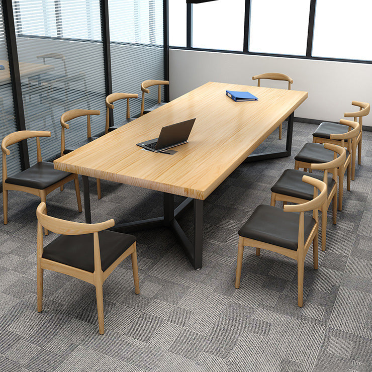 Metal Industrial Rectangle Dining Table Solid Wood Top Table for Kitchen and Dining Room Clearhalo ' dining_table' 'Dining Tables & Seating' 'Dining Tables' 'furn' 'furn_dining_table' 'Furniture' 'furniture_dining_table' 'Kitchen & Dining Furniture' 'kitchen&dining_furn' 'kitchen' 'kitchen_dining_table' 3900591