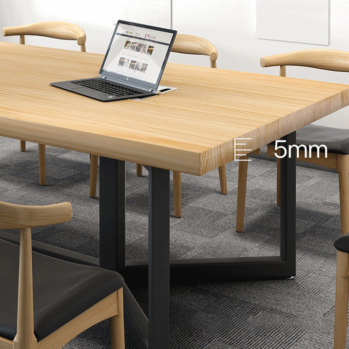 Metal Industrial Rectangle Dining Table Solid Wood Top Table for Kitchen and Dining Room Clearhalo ' dining_table' 'Dining Tables & Seating' 'Dining Tables' 'furn' 'furn_dining_table' 'Furniture' 'furniture_dining_table' 'Kitchen & Dining Furniture' 'kitchen&dining_furn' 'kitchen' 'kitchen_dining_table' 3900595