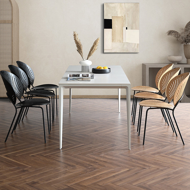 Metal Contemporary Rectangular Dining Table White Sintered Stone Table with Metal Legs Clearhalo ' dining_table' 'Dining Tables & Seating' 'Dining Tables' 'Furniture' 'furniture_dining_table' 'Kitchen & Dining Furniture' 'kitchen&dining_furn' 'kitchen' 'kitchen_dining_table' 3900607