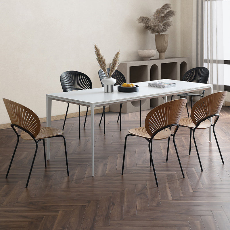 Metal Contemporary Rectangular Dining Table White Sintered Stone Table with Metal Legs Clearhalo ' dining_table' 'Dining Tables & Seating' 'Dining Tables' 'Furniture' 'furniture_dining_table' 'Kitchen & Dining Furniture' 'kitchen&dining_furn' 'kitchen' 'kitchen_dining_table' 3900608