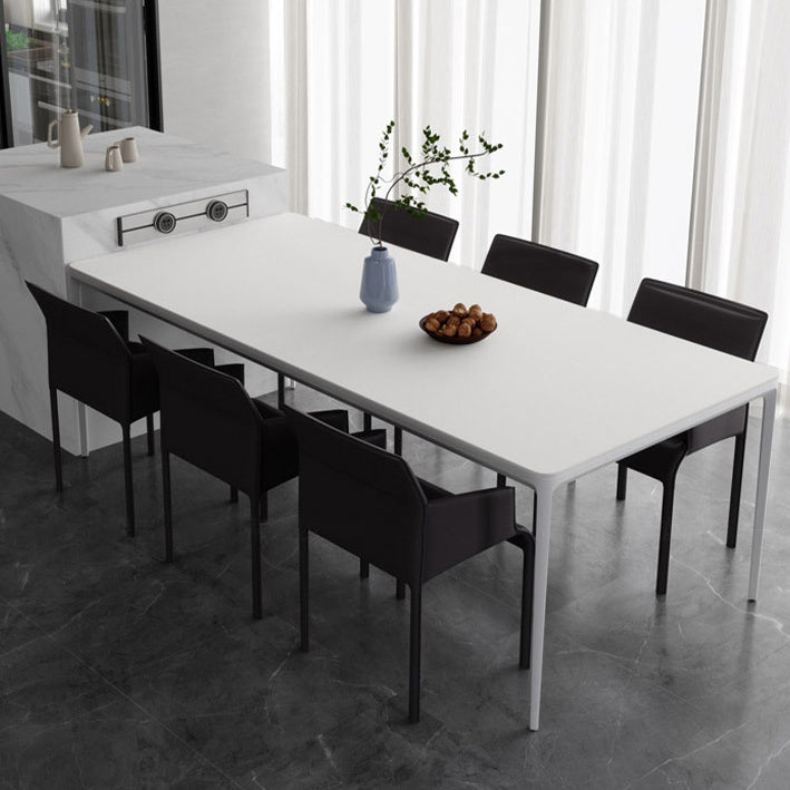 Metal Contemporary Rectangular Dining Table White Sintered Stone Table with Metal Legs Clearhalo ' dining_table' 'Dining Tables & Seating' 'Dining Tables' 'Furniture' 'furniture_dining_table' 'Kitchen & Dining Furniture' 'kitchen&dining_furn' 'kitchen' 'kitchen_dining_table' 3900615