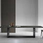 Metal Contemporary Rectangular Dining Table Sintered Stone Table with Trestle Clearhalo ' dining_table' 'Dining Tables & Seating' 'Dining Tables' 'furn' 'furn_dining_table' 'Furniture' 'furniture_dining_table' 'Kitchen & Dining Furniture' 'kitchen&dining_furn' 'kitchen' 'kitchen_dining_table' 3900639