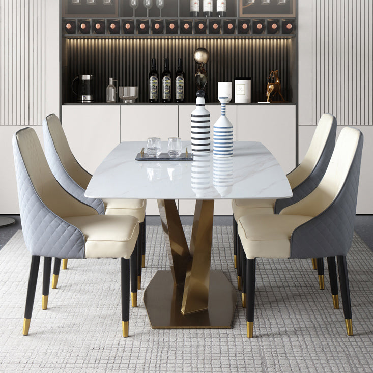 Rectangle Dining Table Traditional Luxury Dinner Room Stone Table for Home Clearhalo ' dining_table' 'Dining Tables & Seating' 'Dining Tables' 'furn' 'furn_dining_table' 'Furniture' 'furniture_dining_table' 'Kitchen & Dining Furniture' 'kitchen&dining_furn' 'kitchen' 'kitchen_dining_table' 3900654