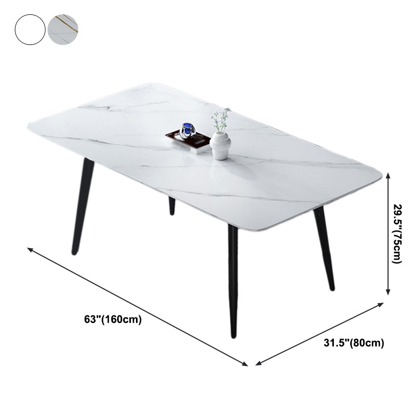 Simplicity Style Home Sintered Stone Dining Table 4 Legs Carbon Steel Base Rectangle Table Clearhalo ' dining_table' 'Dining Tables & Seating' 'Dining Tables' 'furn' 'furn_dining_table' 'Furniture' 'furniture_dining_table' 'Kitchen & Dining Furniture' 'kitchen&dining_furn' 'kitchen' 'kitchen_dining_table' 3900682