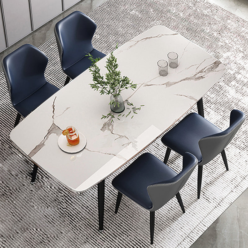 Metal Contemporary Rectangular Dining Table Sintered Stone Table with 4 Metal Legs Clearhalo ' dining_table' 'Dining Tables & Seating' 'Dining Tables' 'furn' 'furn_dining_table' 'Furniture' 'furniture_dining_table' 'Kitchen & Dining Furniture' 'kitchen&dining_furn' 'kitchen' 'kitchen_dining_table' 3900700