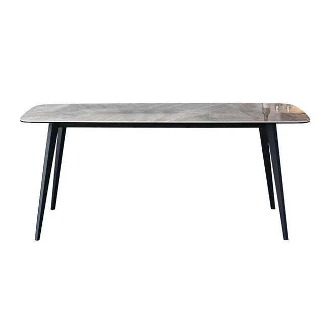 Metal Contemporary Rectangular Dining Table Sintered Stone Table with 4 Metal Legs Gray Without Chairs Clearhalo ' dining_table' 'Dining Tables & Seating' 'Dining Tables' 'furn' 'furn_dining_table' 'Furniture' 'furniture_dining_table' 'Kitchen & Dining Furniture' 'kitchen&dining_furn' 'kitchen' 'kitchen_dining_table' 3900701