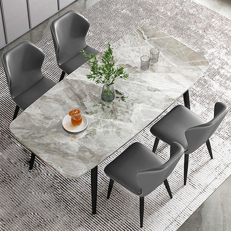 Metal Contemporary Rectangular Dining Table Sintered Stone Table with 4 Metal Legs Clearhalo ' dining_table' 'Dining Tables & Seating' 'Dining Tables' 'furn' 'furn_dining_table' 'Furniture' 'furniture_dining_table' 'Kitchen & Dining Furniture' 'kitchen&dining_furn' 'kitchen' 'kitchen_dining_table' 3900702