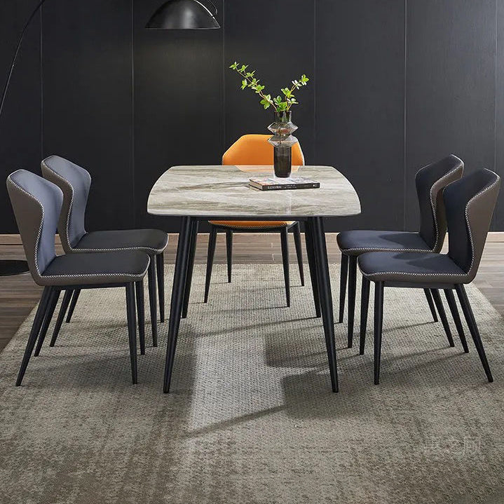 Metal Contemporary Rectangular Dining Table Sintered Stone Table with 4 Metal Legs Clearhalo ' dining_table' 'Dining Tables & Seating' 'Dining Tables' 'furn' 'furn_dining_table' 'Furniture' 'furniture_dining_table' 'Kitchen & Dining Furniture' 'kitchen&dining_furn' 'kitchen' 'kitchen_dining_table' 3900711