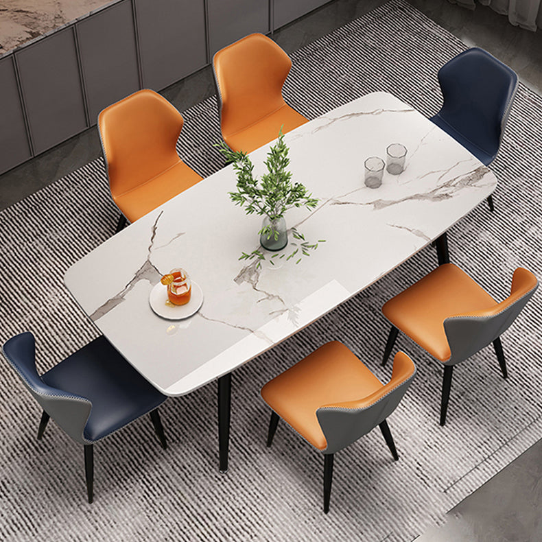 Metal Contemporary Rectangular Dining Table Sintered Stone Table with 4 Metal Legs Clearhalo ' dining_table' 'Dining Tables & Seating' 'Dining Tables' 'furn' 'furn_dining_table' 'Furniture' 'furniture_dining_table' 'Kitchen & Dining Furniture' 'kitchen&dining_furn' 'kitchen' 'kitchen_dining_table' 3900712