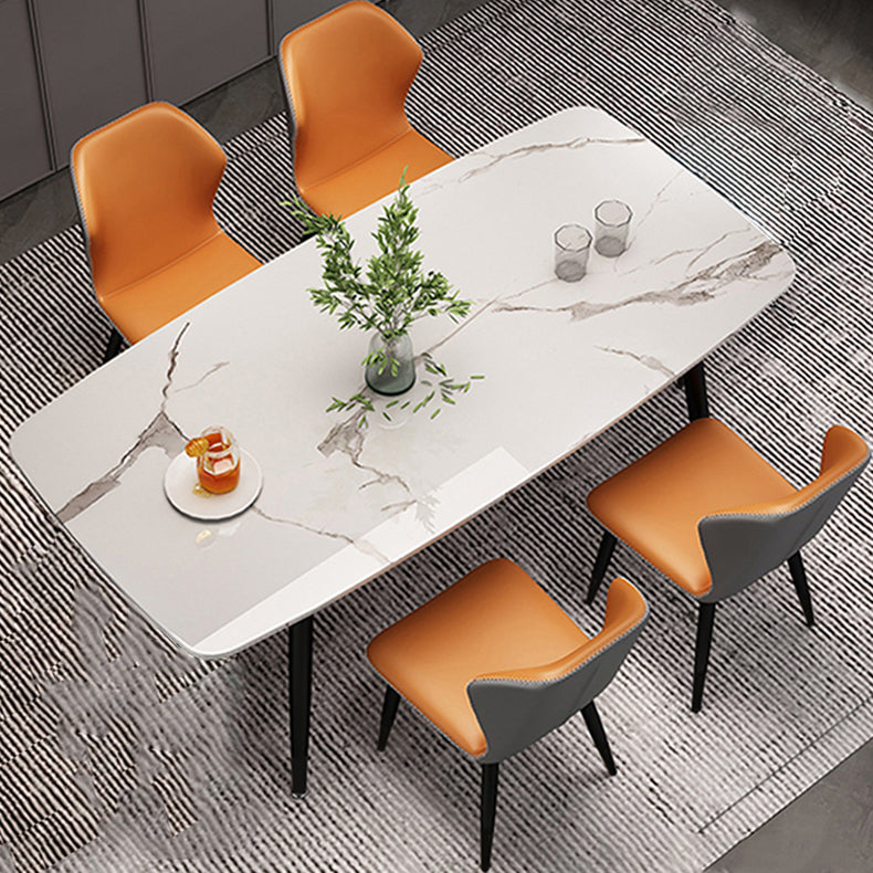 Metal Contemporary Rectangular Dining Table Sintered Stone Table with 4 Metal Legs Clearhalo ' dining_table' 'Dining Tables & Seating' 'Dining Tables' 'furn' 'furn_dining_table' 'Furniture' 'furniture_dining_table' 'Kitchen & Dining Furniture' 'kitchen&dining_furn' 'kitchen' 'kitchen_dining_table' 3900713