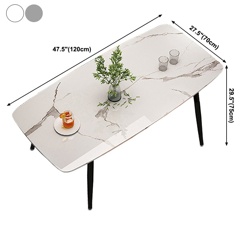 Metal Contemporary Rectangular Dining Table Sintered Stone Table with 4 Metal Legs Clearhalo ' dining_table' 'Dining Tables & Seating' 'Dining Tables' 'furn' 'furn_dining_table' 'Furniture' 'furniture_dining_table' 'Kitchen & Dining Furniture' 'kitchen&dining_furn' 'kitchen' 'kitchen_dining_table' 3900714