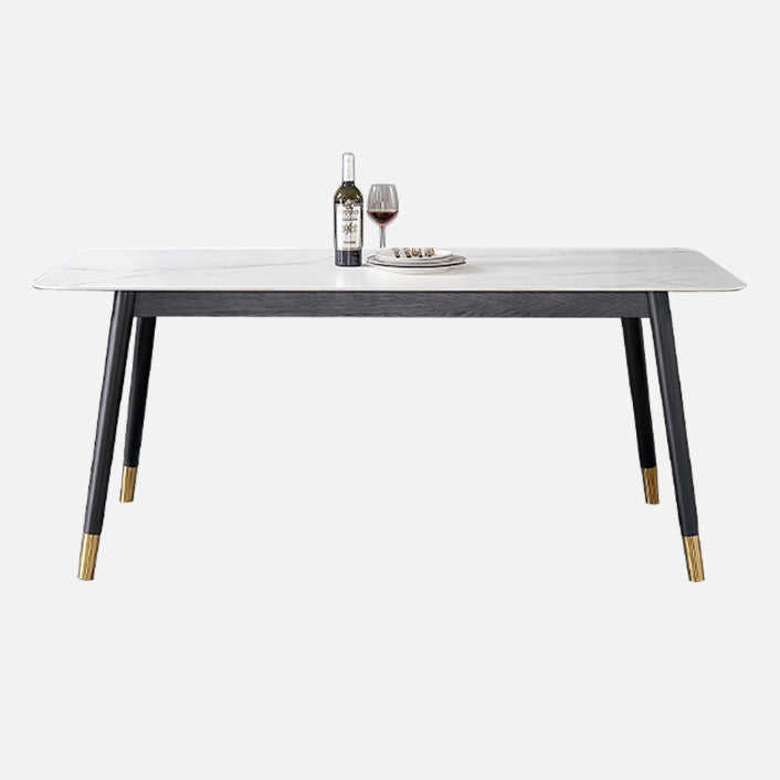 Industrial Style White Sintered Stone Dining Table 4 Legs Base Rectangle Table for Home Without Chairs Clearhalo ' dining_table' 'Dining Tables & Seating' 'Dining Tables' 'furn' 'furn_dining_table' 'Furniture' 'furniture_dining_table' 'Kitchen & Dining Furniture' 'kitchen&dining_furn' 'kitchen' 'kitchen_dining_table' 3900722