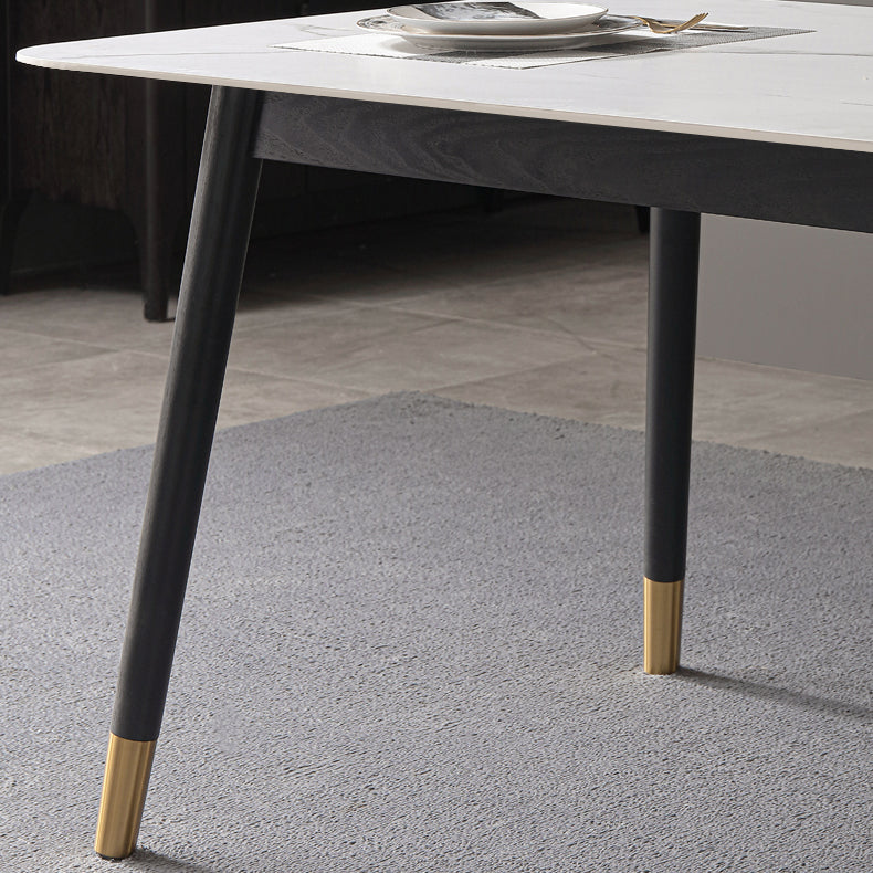 Industrial Style White Sintered Stone Dining Table 4 Legs Base Rectangle Table for Home Clearhalo ' dining_table' 'Dining Tables & Seating' 'Dining Tables' 'furn' 'furn_dining_table' 'Furniture' 'furniture_dining_table' 'Kitchen & Dining Furniture' 'kitchen&dining_furn' 'kitchen' 'kitchen_dining_table' 3900723