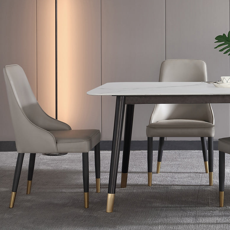 Industrial Style White Sintered Stone Dining Table 4 Legs Base Rectangle Table for Home Clearhalo ' dining_table' 'Dining Tables & Seating' 'Dining Tables' 'furn' 'furn_dining_table' 'Furniture' 'furniture_dining_table' 'Kitchen & Dining Furniture' 'kitchen&dining_furn' 'kitchen' 'kitchen_dining_table' 3900726