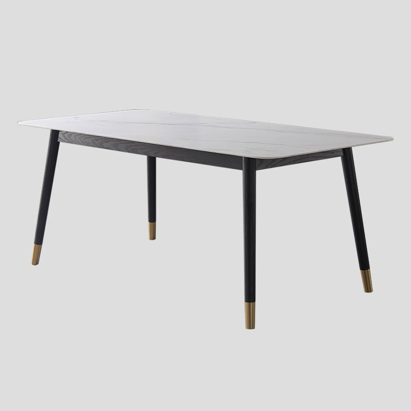 Industrial Style White Sintered Stone Dining Table 4 Legs Base Rectangle Table for Home Clearhalo ' dining_table' 'Dining Tables & Seating' 'Dining Tables' 'furn' 'furn_dining_table' 'Furniture' 'furniture_dining_table' 'Kitchen & Dining Furniture' 'kitchen&dining_furn' 'kitchen' 'kitchen_dining_table' 3900727