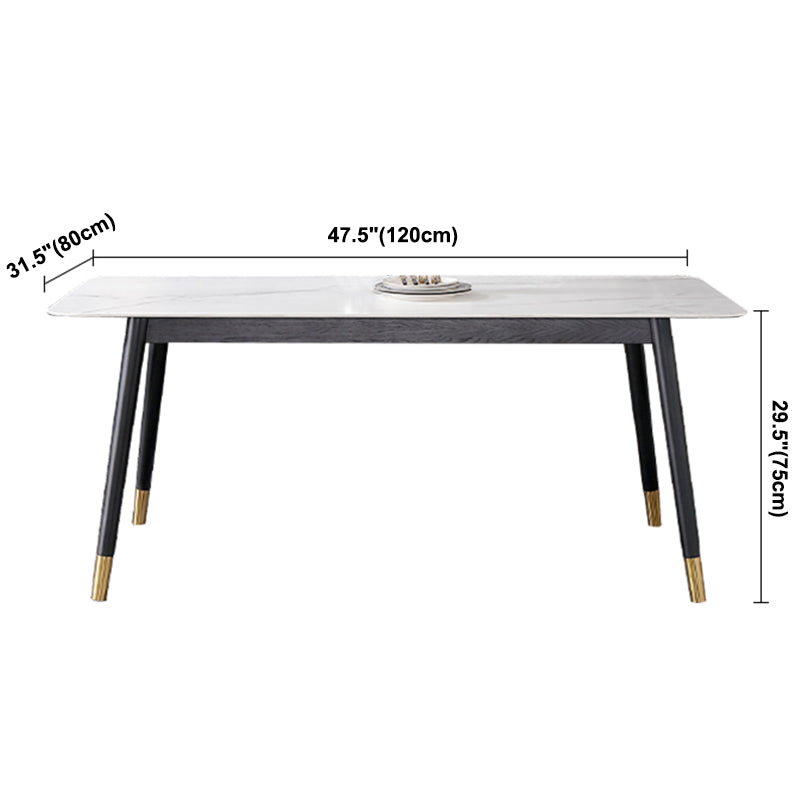 Industrial Style White Sintered Stone Dining Table 4 Legs Base Rectangle Table for Home Clearhalo ' dining_table' 'Dining Tables & Seating' 'Dining Tables' 'furn' 'furn_dining_table' 'Furniture' 'furniture_dining_table' 'Kitchen & Dining Furniture' 'kitchen&dining_furn' 'kitchen' 'kitchen_dining_table' 3900728
