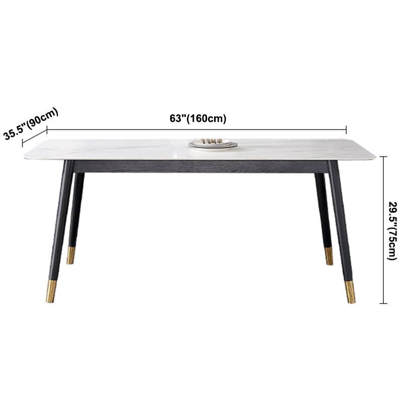 Industrial Style White Sintered Stone Dining Table 4 Legs Base Rectangle Table for Home Clearhalo ' dining_table' 'Dining Tables & Seating' 'Dining Tables' 'furn' 'furn_dining_table' 'Furniture' 'furniture_dining_table' 'Kitchen & Dining Furniture' 'kitchen&dining_furn' 'kitchen' 'kitchen_dining_table' 3900732
