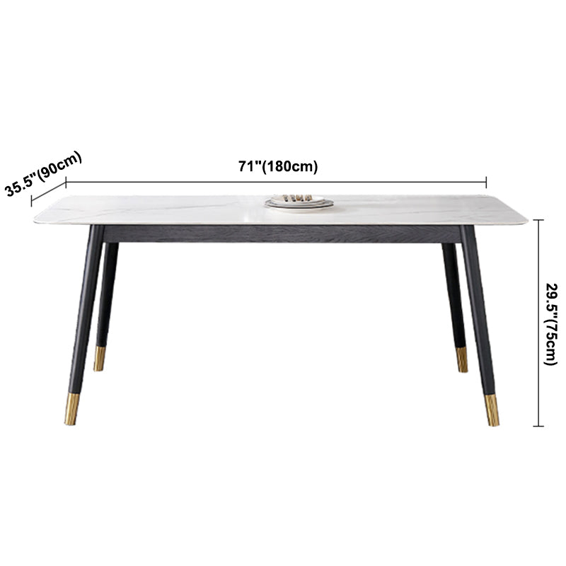 Industrial Style White Sintered Stone Dining Table 4 Legs Base Rectangle Table for Home Clearhalo ' dining_table' 'Dining Tables & Seating' 'Dining Tables' 'furn' 'furn_dining_table' 'Furniture' 'furniture_dining_table' 'Kitchen & Dining Furniture' 'kitchen&dining_furn' 'kitchen' 'kitchen_dining_table' 3900733