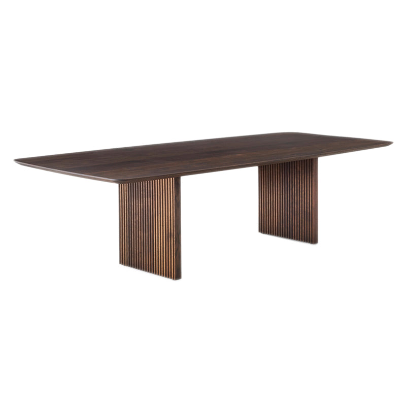 Rectangle Double Pedestal Modern Dining Table Wood Color Fixed Table with Solid Wood Brown Without Chairs Clearhalo ' dining_table' 'Dining Tables & Seating' 'Dining Tables' 'furn' 'furn_dining_table' 'Furniture' 'furniture_dining_table' 'Kitchen & Dining Furniture' 'kitchen&dining_furn' 'kitchen' 'kitchen_dining_table' 3900738