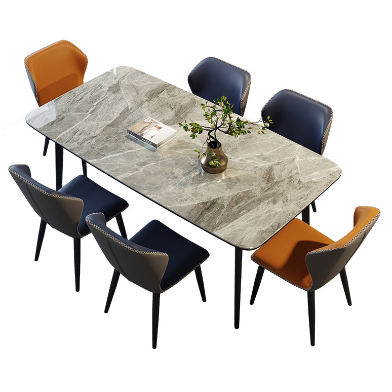 Industrial Style Sintered Stone Dining Table 4 Legs Carbon Steel Base Rectangle Table Clearhalo ' dining_table' 'Dining Tables & Seating' 'Dining Tables' 'furn' 'furn_dining_table' 'Furniture' 'furniture_dining_table' 'Kitchen & Dining Furniture' 'kitchen&dining_furn' 'kitchen' 'kitchen_dining_table' 3900781