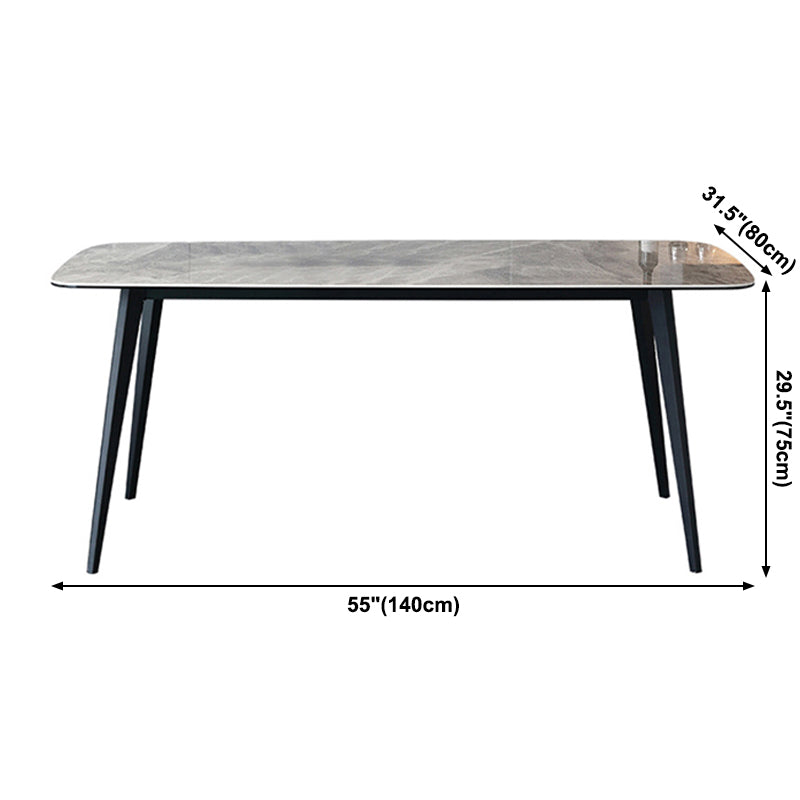 Industrial Style Sintered Stone Dining Table 4 Legs Carbon Steel Base Rectangle Table Clearhalo ' dining_table' 'Dining Tables & Seating' 'Dining Tables' 'furn' 'furn_dining_table' 'Furniture' 'furniture_dining_table' 'Kitchen & Dining Furniture' 'kitchen&dining_furn' 'kitchen' 'kitchen_dining_table' 3900784
